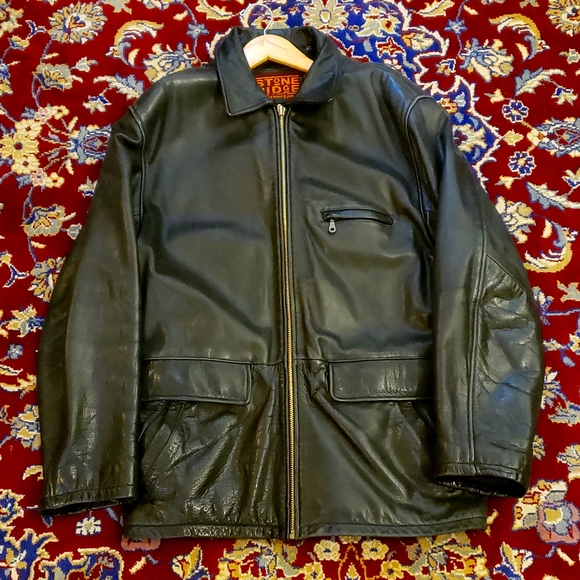 A black stone Ridge leather jacket. Size Large - Picture 1 of 8